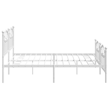 Bedframe Met Hoofd- En Voeteneinde Metaal 200 x 200 cm Wit met hoofdbord & voetbord