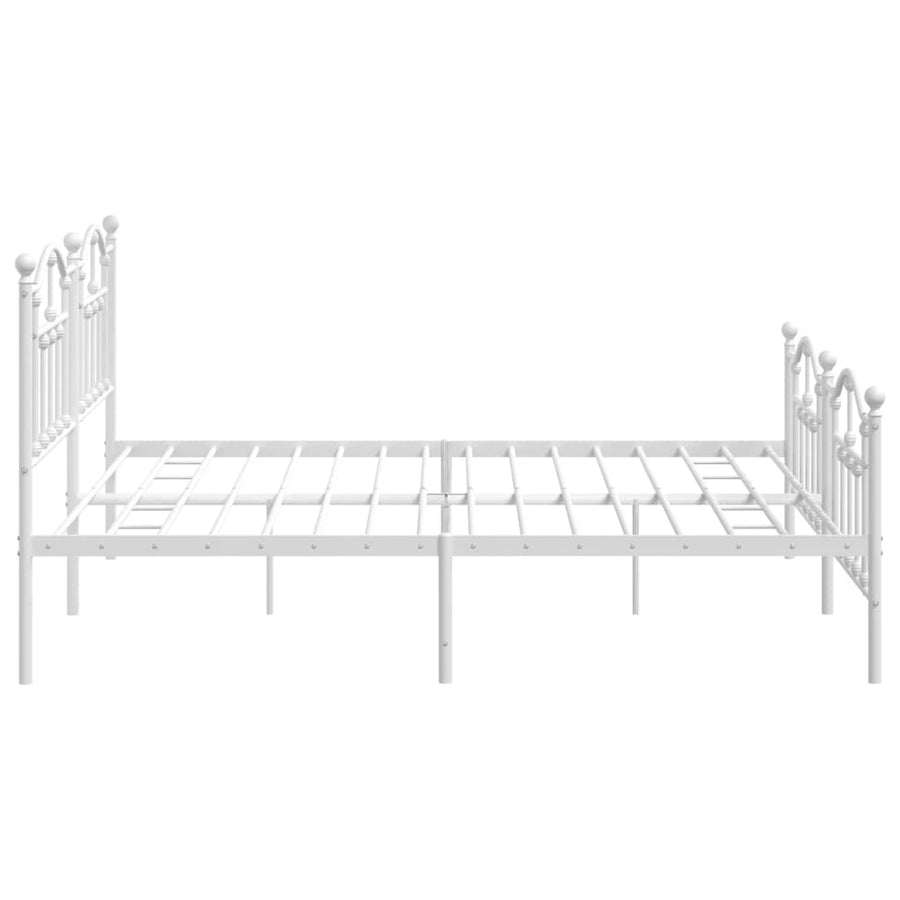 Bedframe Met Hoofd- En Voeteneinde Metaal 200 x 200 cm Wit met hoofdbord & voetbord