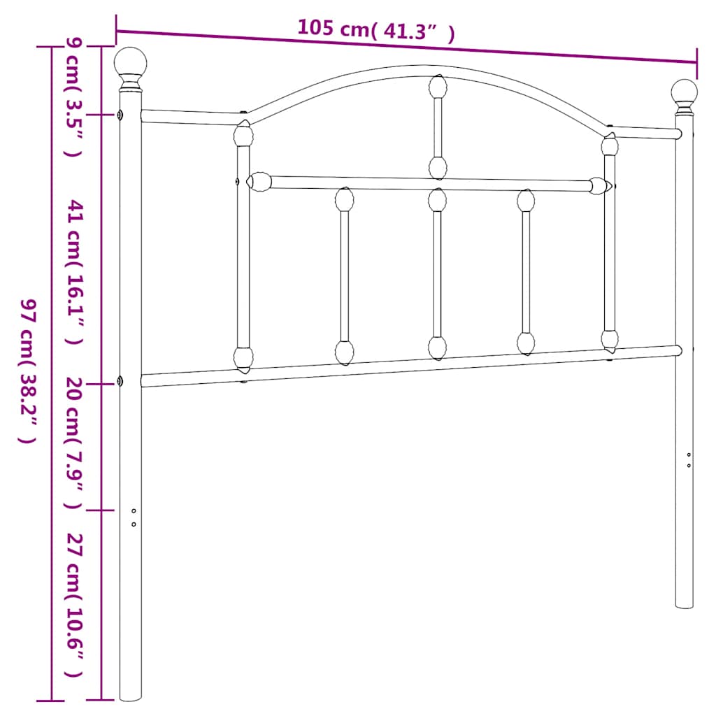 Vervangend Hoofdbord Metaal 100 cm