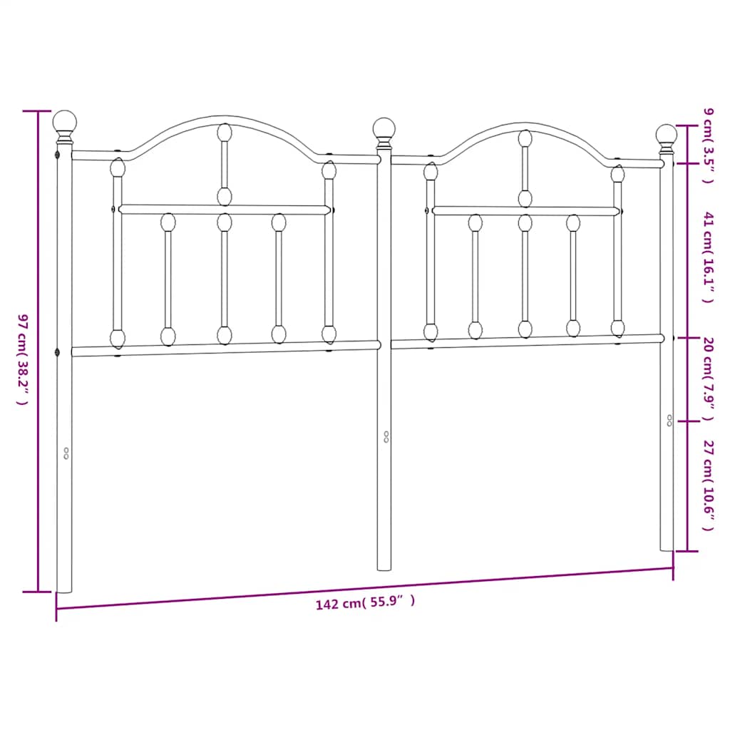 Hoofdbord Metaal 135 cm