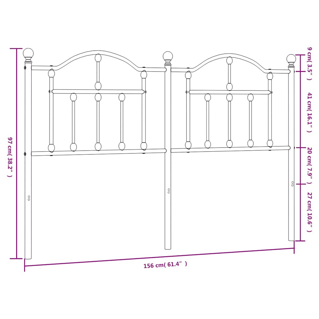 Hoofdbord Metaal 150 cm