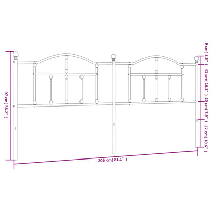 Hoofdbord 200 Cm Metaal Wit