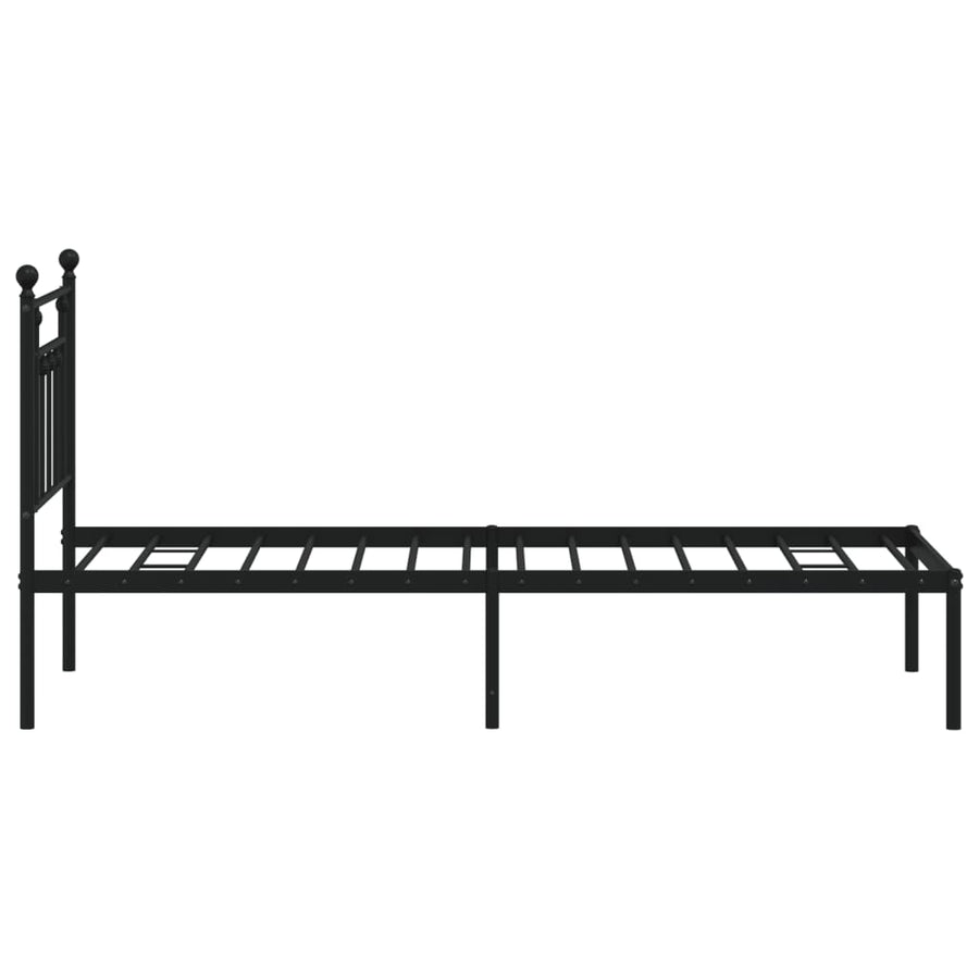 Bedframe Metaal Zwart 75 x 190 cm met hoofdbord