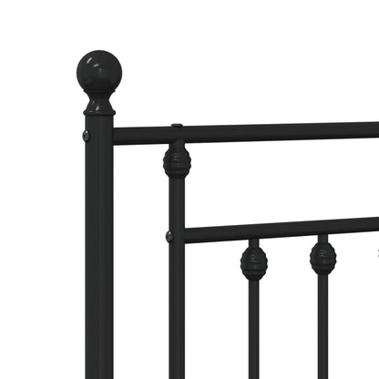 Bedframe Metaal Zwart 75 x 190 cm met hoofdbord