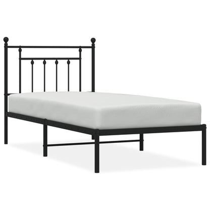 Bedframe Metaal 80 x 200 cm Zwart met hoofdbord