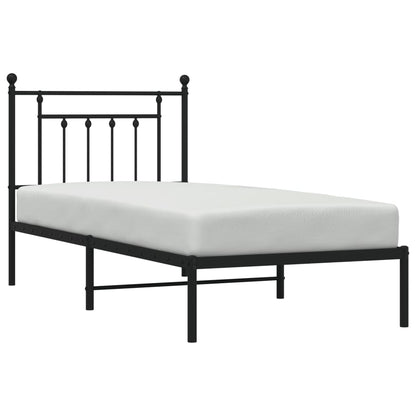 Bedframe Metaal 80 x 200 cm Zwart met hoofdbord