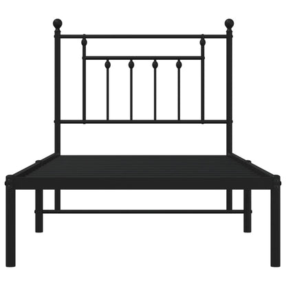 Bedframe Metaal 80 x 200 cm Zwart met hoofdbord