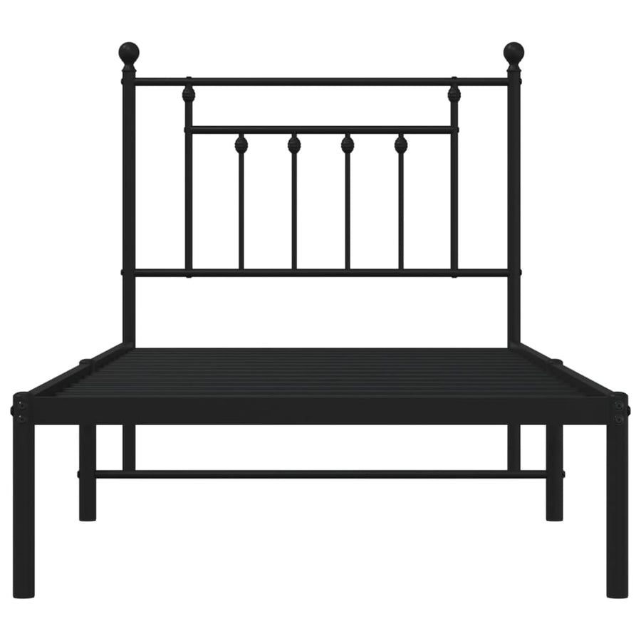 Bedframe Metaal 80 x 200 cm Zwart met hoofdbord