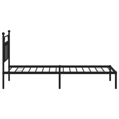 Bedframe Metaal 80 x 200 cm Zwart met hoofdbord