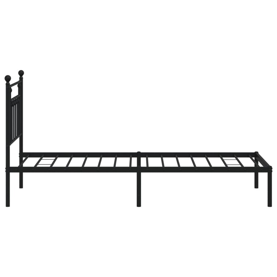 Bedframe Metaal 80 x 200 cm Zwart met hoofdbord