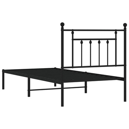 Bedframe Metaal 80 x 200 cm Zwart met hoofdbord
