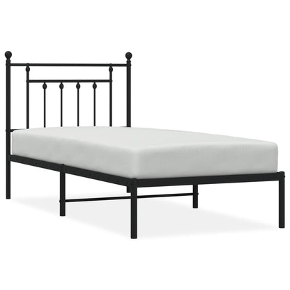 Bedframe Metaal 90 x 190 cm Zwart met hoofdbord