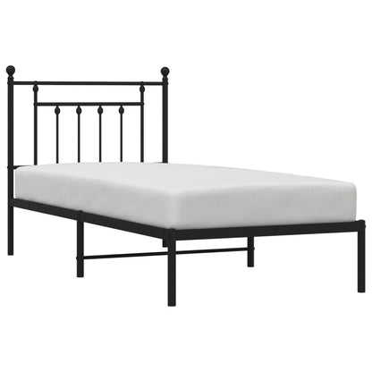 Bedframe Metaal 90 x 190 cm Zwart met hoofdbord