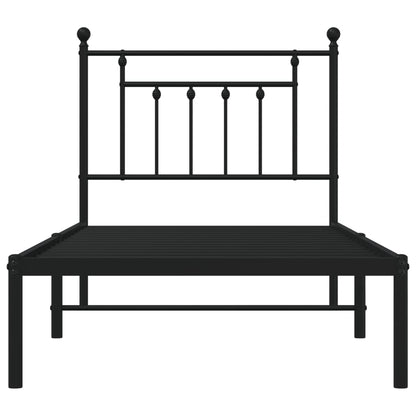 Bedframe Metaal 90 x 190 cm Zwart met hoofdbord