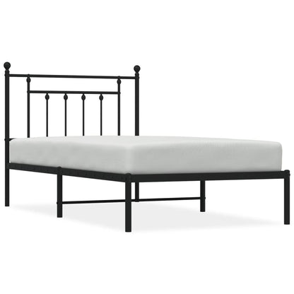 Bedframe Metaal 100 x 190 cm Zwart met hoofdbord