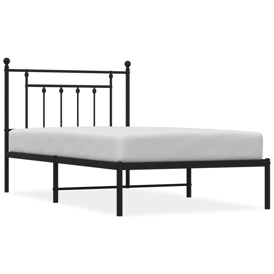 Bedframe Metaal 100 x 190 cm Zwart met hoofdbord