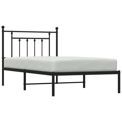 Bedframe Metaal 100 x 190 cm Zwart met hoofdbord