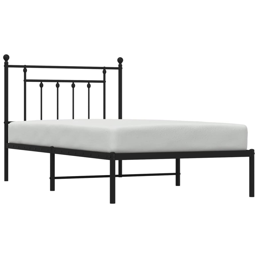 Bedframe Metaal 100 x 190 cm Zwart met hoofdbord