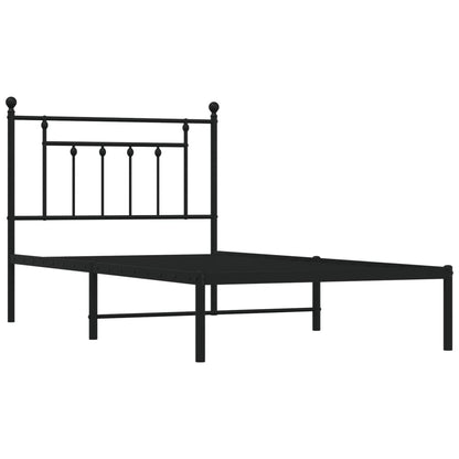 Bedframe Metaal 100 x 190 cm Zwart met hoofdbord