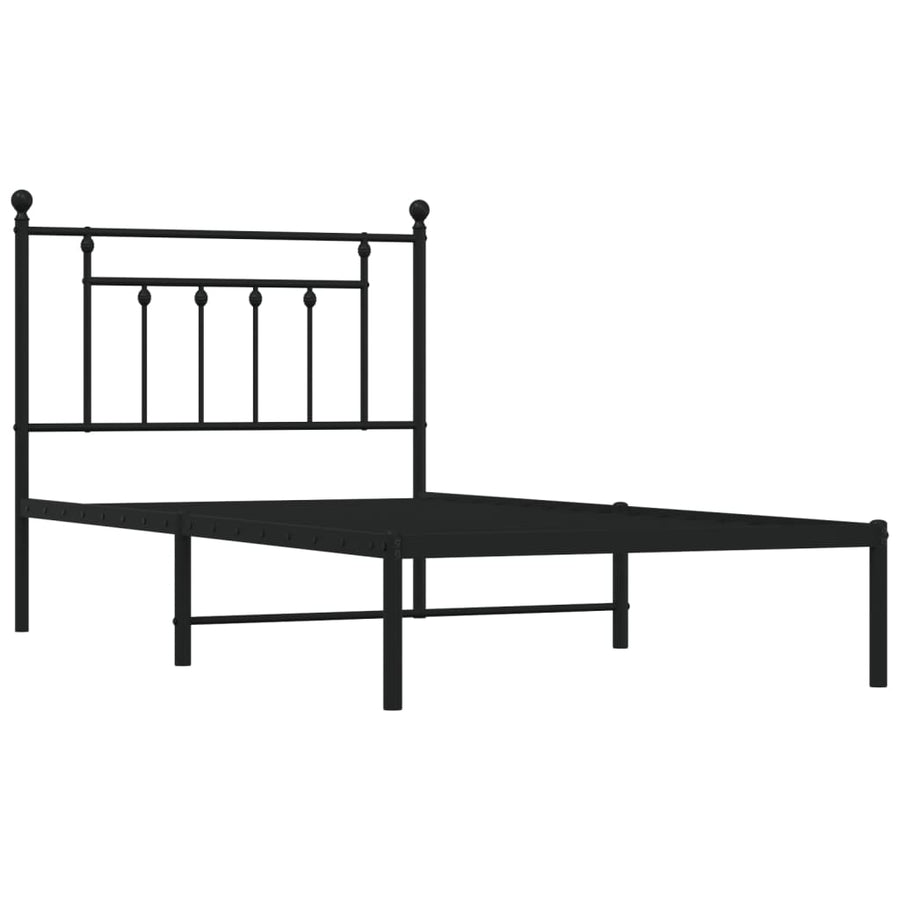 Bedframe Metaal 100 x 190 cm Zwart met hoofdbord