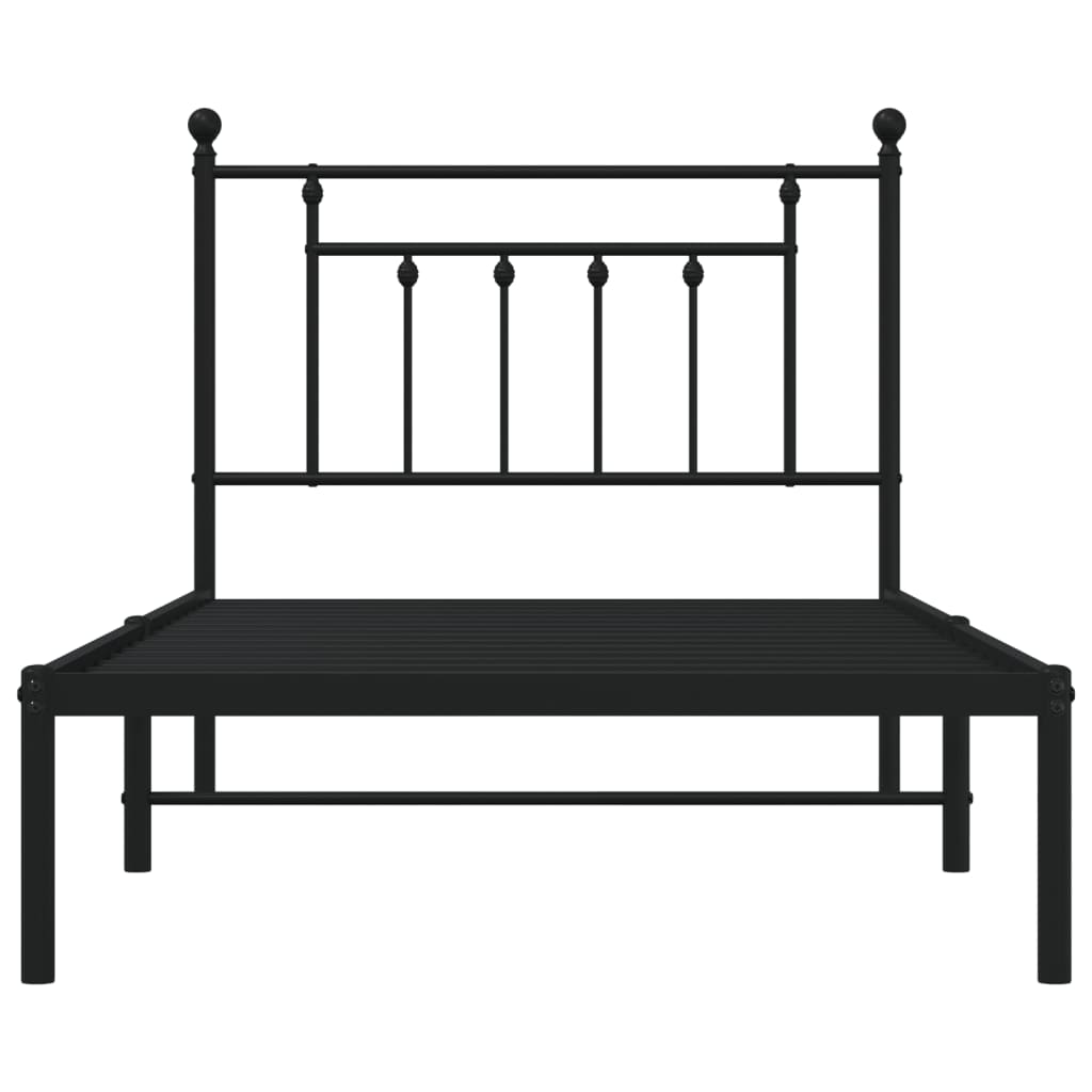 Bedframe Metaal 100 x 190 cm Zwart met hoofdbord