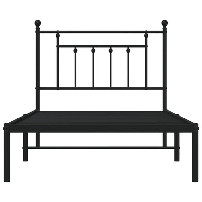 Bedframe Metaal 100 x 190 cm Zwart met hoofdbord
