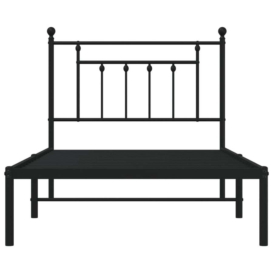 Bedframe Metaal 100 x 190 cm Zwart met hoofdbord
