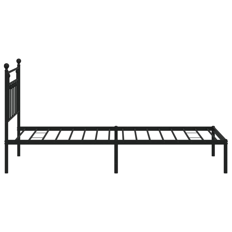 Bedframe Metaal 100 x 190 cm Zwart met hoofdbord