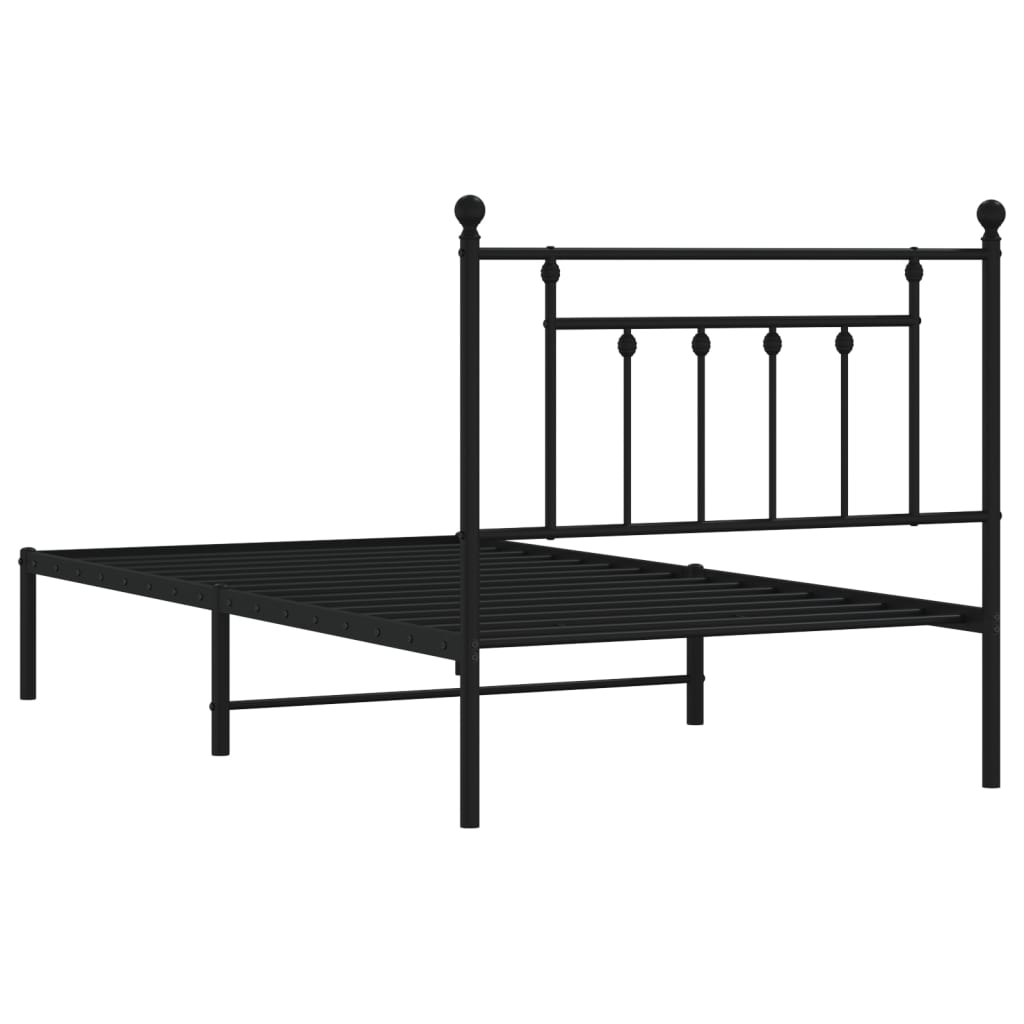 Bedframe Metaal 100 x 190 cm Zwart met hoofdbord