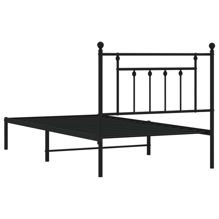 Bedframe Metaal 100 x 190 cm Zwart met hoofdbord