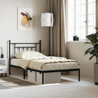 Bedframe Metaal 100 x 190 cm Zwart met hoofdbord