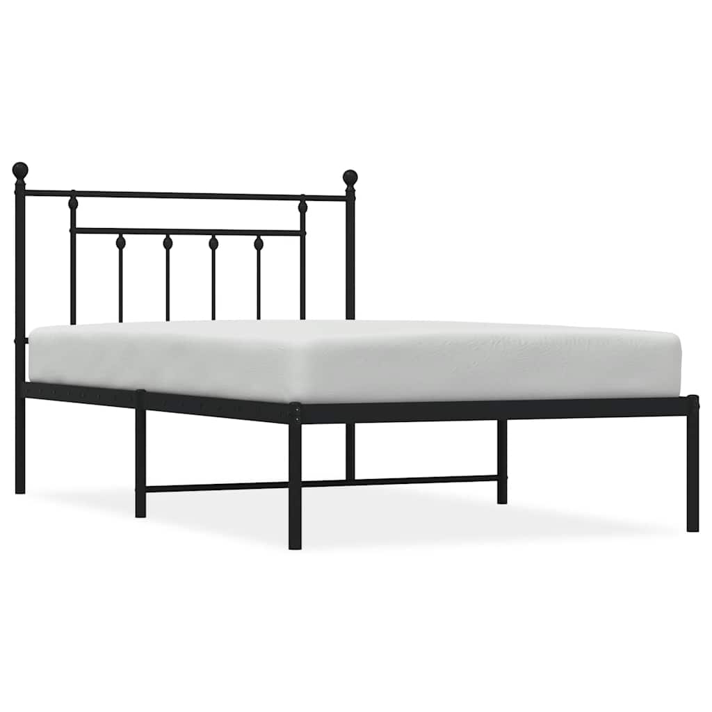 Bedframe met hoofdbord metaal zwart 100x200 cm
