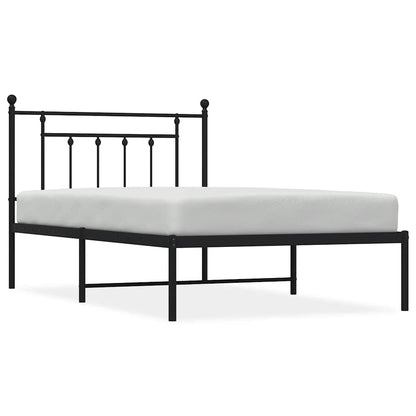 Bedframe met hoofdbord metaal zwart 100x200 cm