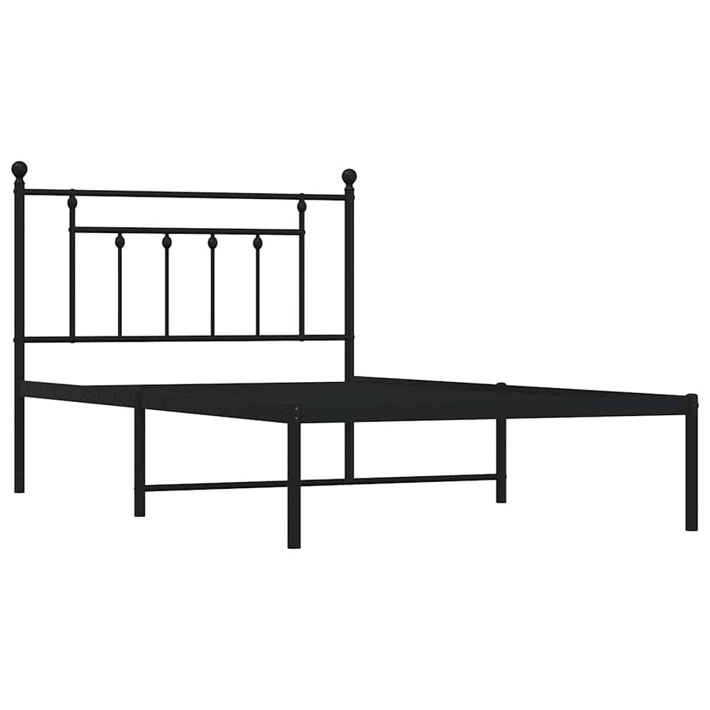 Bedframe met hoofdbord metaal zwart 100x200 cm