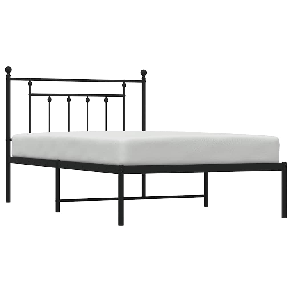Bedframe met hoofdbord metaal zwart 100x200 cm