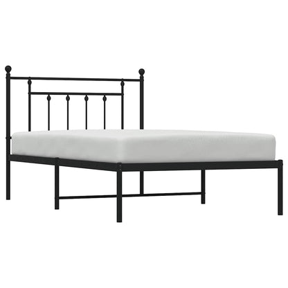 Bedframe met hoofdbord metaal zwart 100x200 cm