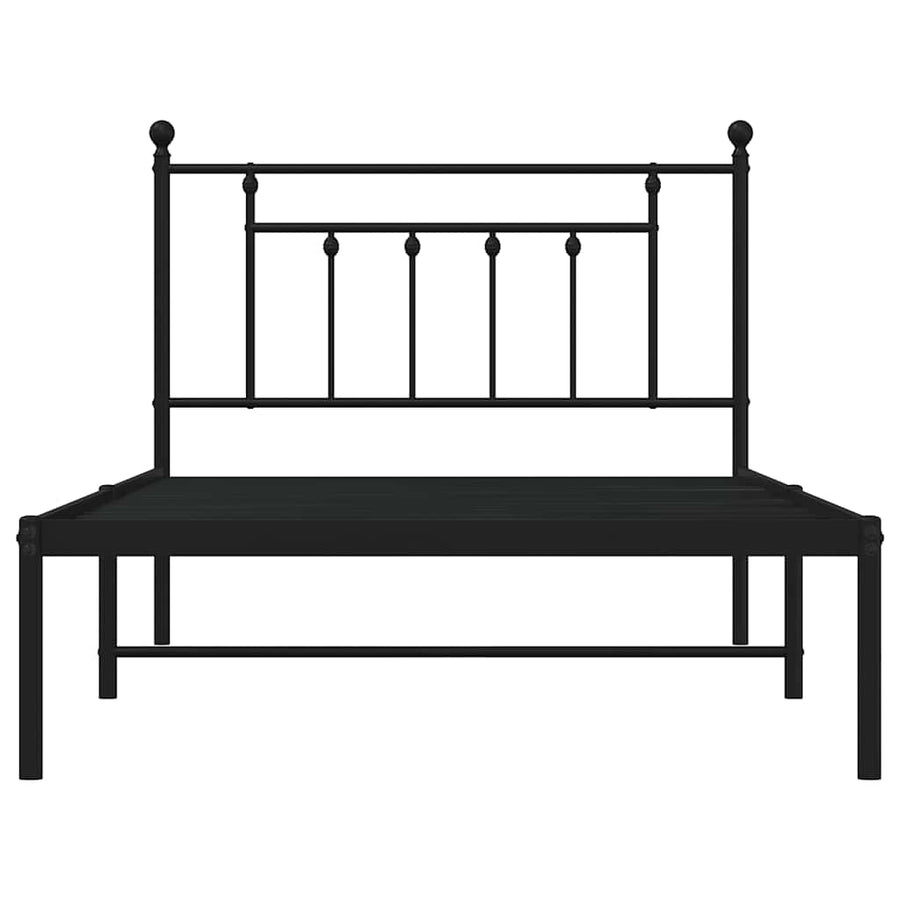 Bedframe met hoofdbord metaal zwart 100x200 cm