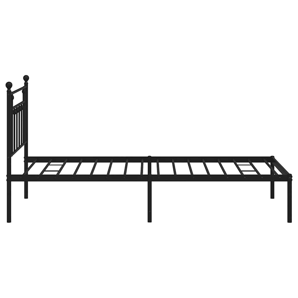 Bedframe met hoofdbord metaal zwart 100x200 cm