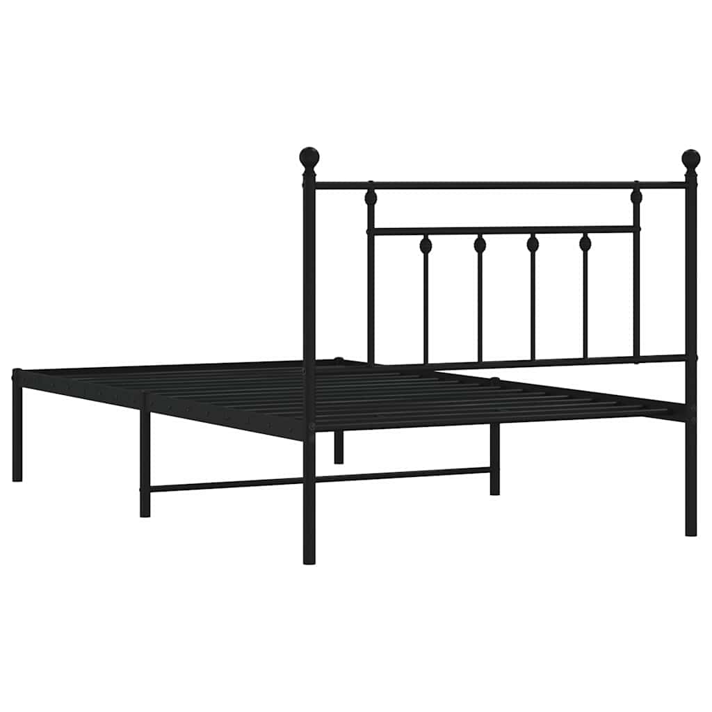 Bedframe met hoofdbord metaal zwart 100x200 cm