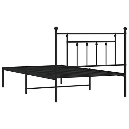 Bedframe met hoofdbord metaal zwart 100x200 cm