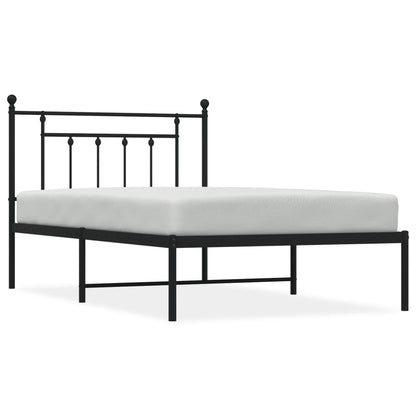 Bedframe Metaal 107 x 203 cm Zwart met hoofdbord