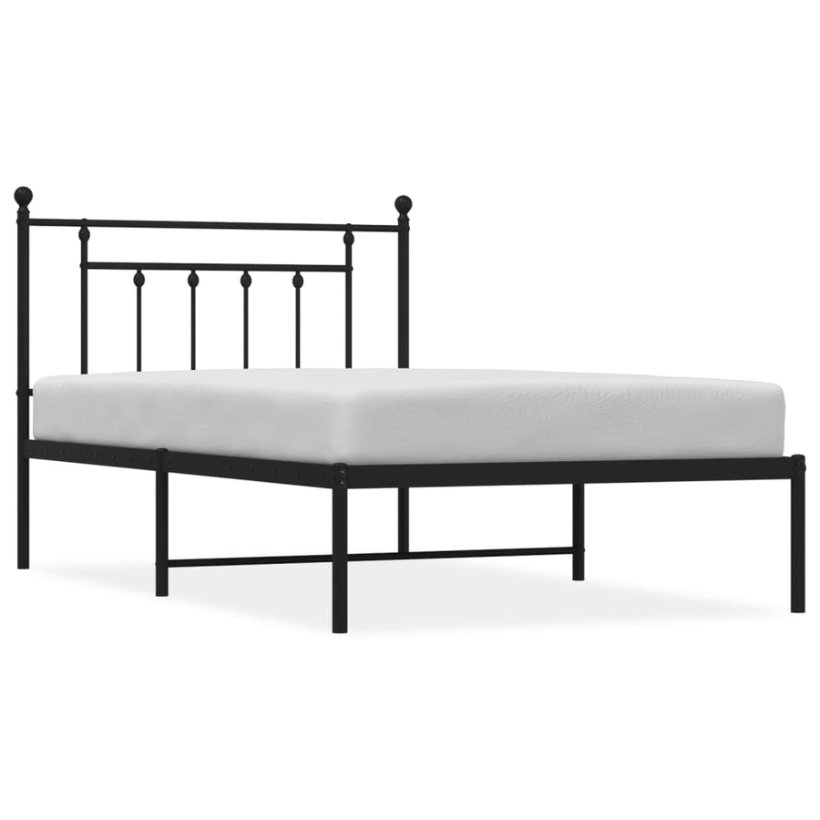 Bedframe Metaal 107 x 203 cm Zwart met hoofdbord