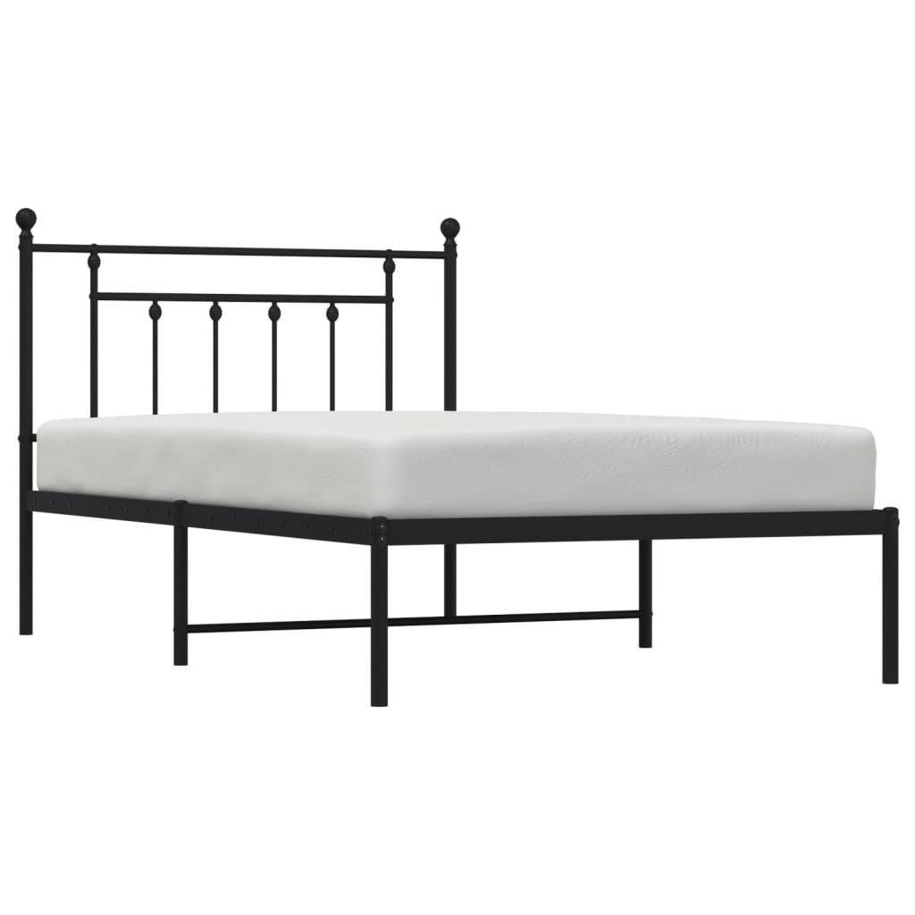 Bedframe Metaal 107 x 203 cm Zwart met hoofdbord