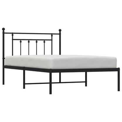 Bedframe Metaal 107 x 203 cm Zwart met hoofdbord