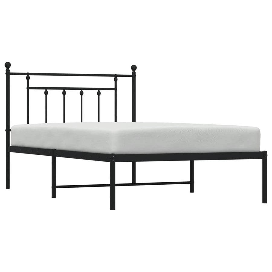 Bedframe Metaal 107 x 203 cm Zwart met hoofdbord
