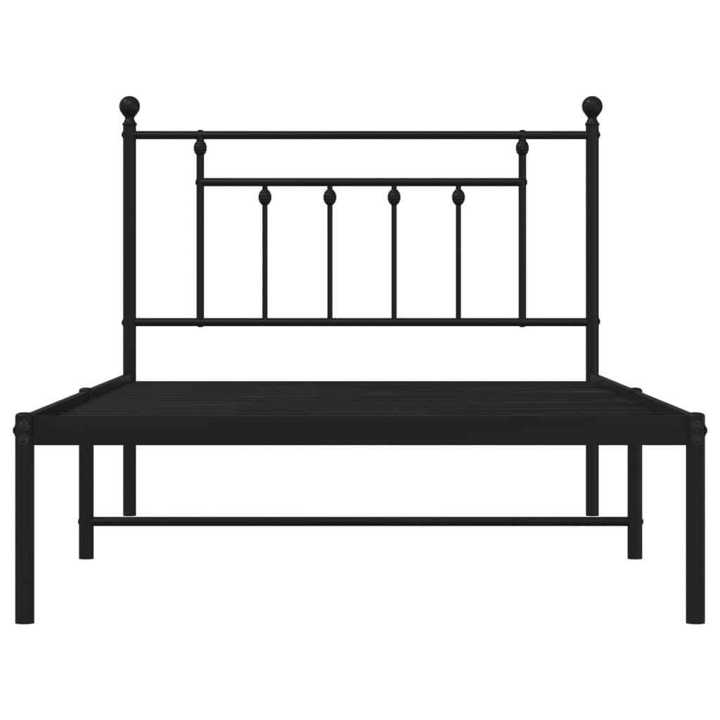 Bedframe Metaal 107 x 203 cm Zwart met hoofdbord