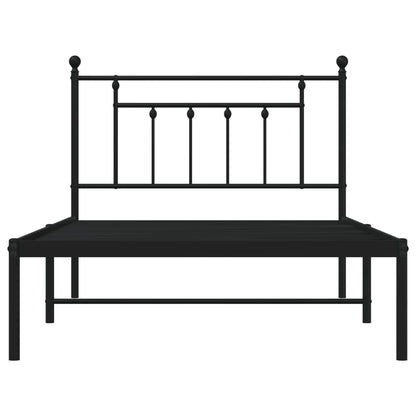 Bedframe Metaal 107 x 203 cm Zwart met hoofdbord