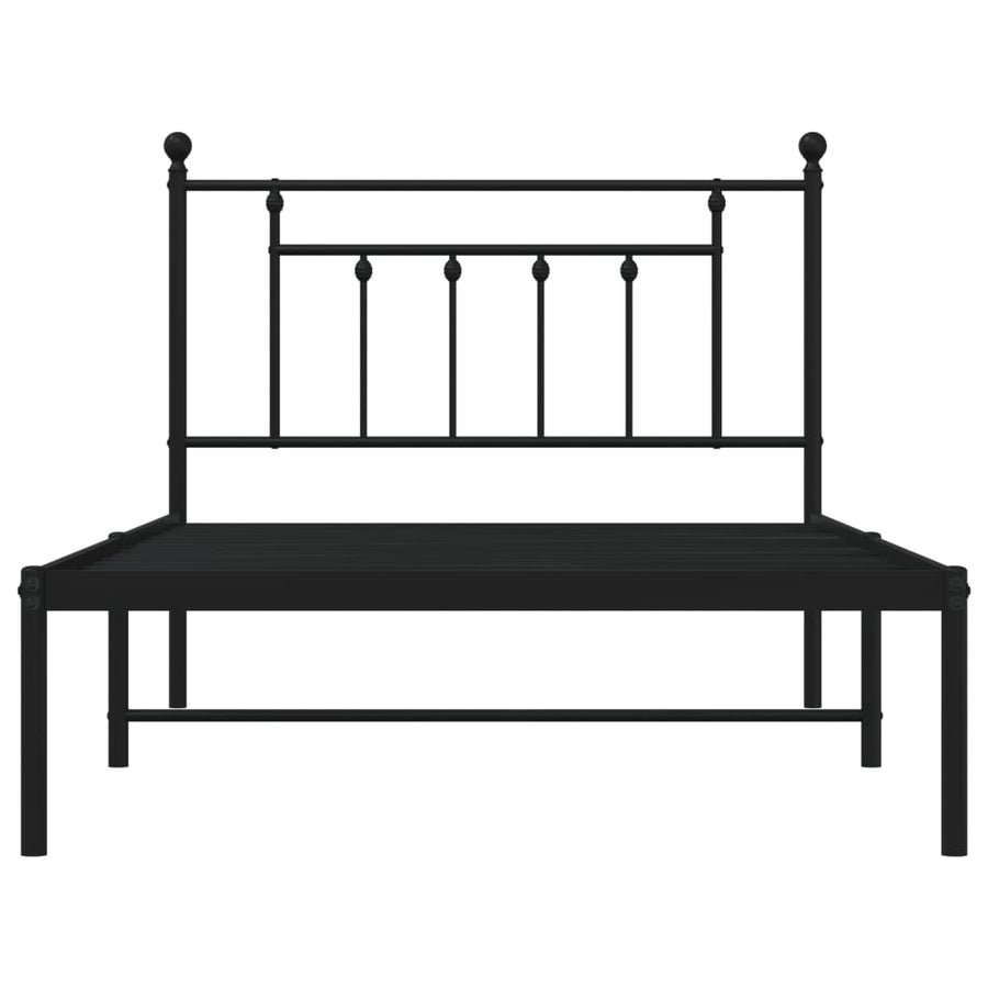 Bedframe Metaal 107 x 203 cm Zwart met hoofdbord