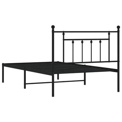 Bedframe Metaal 107 x 203 cm Zwart met hoofdbord