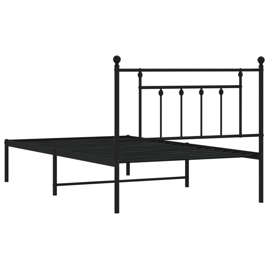 Bedframe Metaal 107 x 203 cm Zwart met hoofdbord